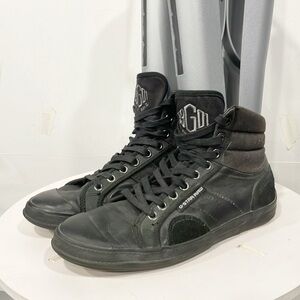 G Star Raw Women Leather Canvas High Top Sneakers Sz 39 US 8‎ Black